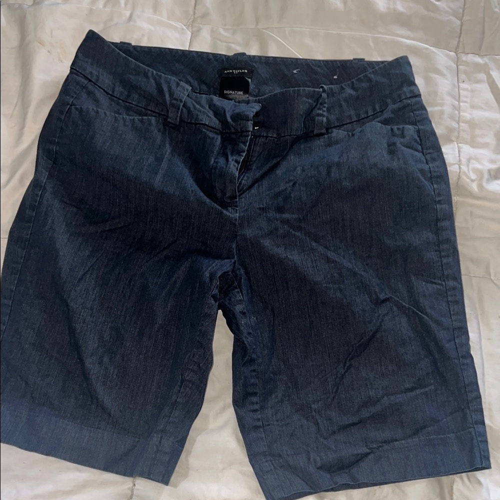 Ann Taylor Factory Blue Bermuda Shorts Cuffed Hem